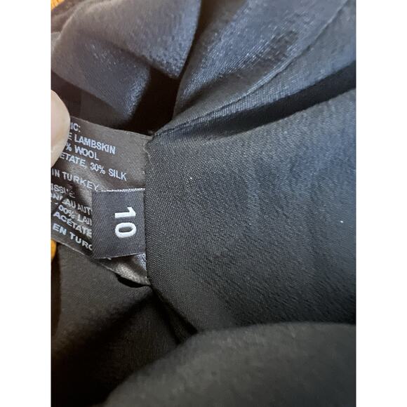 Proenza Schouler Asymmetrical Leather Lambskin Wool Trim Skirt Women’s Orange 10 - Picture 9 of 10